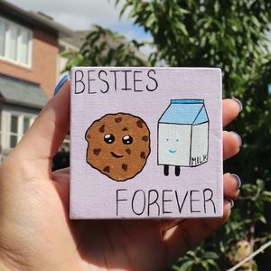 Handmade 3x3inch Mini Canvas, and free wood easel